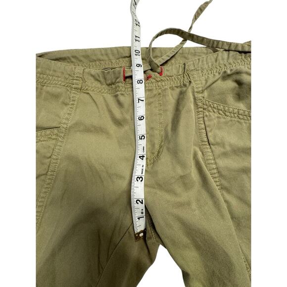 prAna Green Cotton Drawstring Utility pant with flare leg w/Embroidery Size XS - Picture 7 of 14